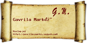 Gavrila Markó névjegykártya